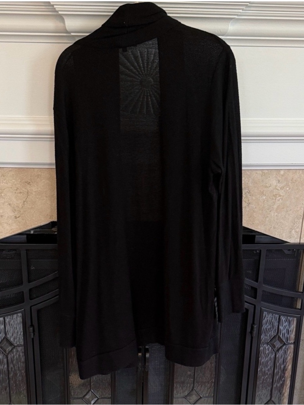 Gibson Black Longline Open Front Cardigan Sweater Pockets XL - Picture 2 of 3